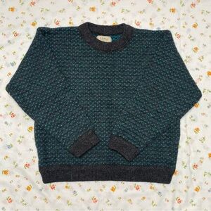 L.L. Bean Teal and Gray Crew Neck Sweater